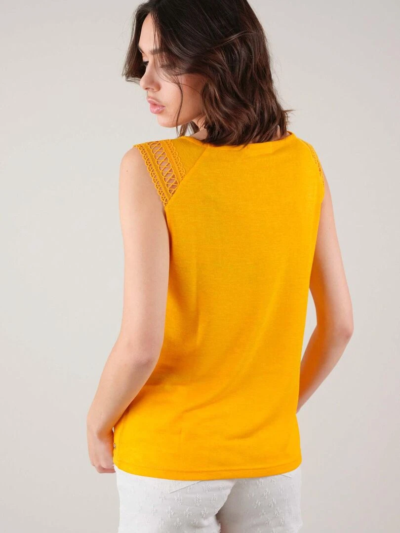 T shirt en jersey effet lin pour femme 'Deeluxe'   Orange clémentine