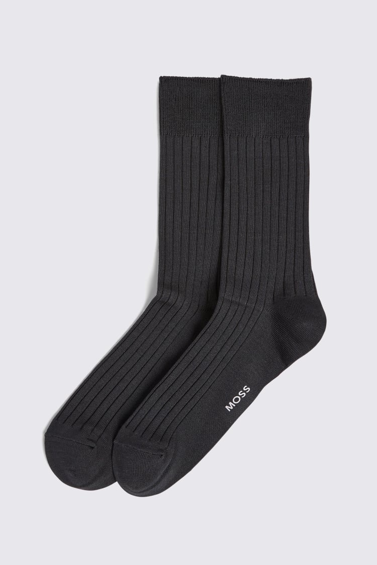 Charcoal Fine Ribbed Socks Buy Online at Moss