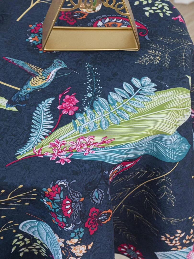 Nappe ronde et enduite à l'esprit bucolique   Bleu