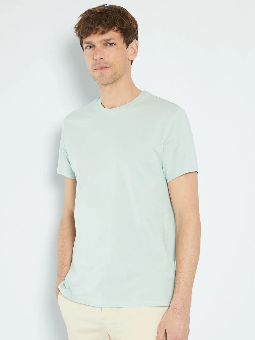 T shirt droit en jersey uni Bleu vert