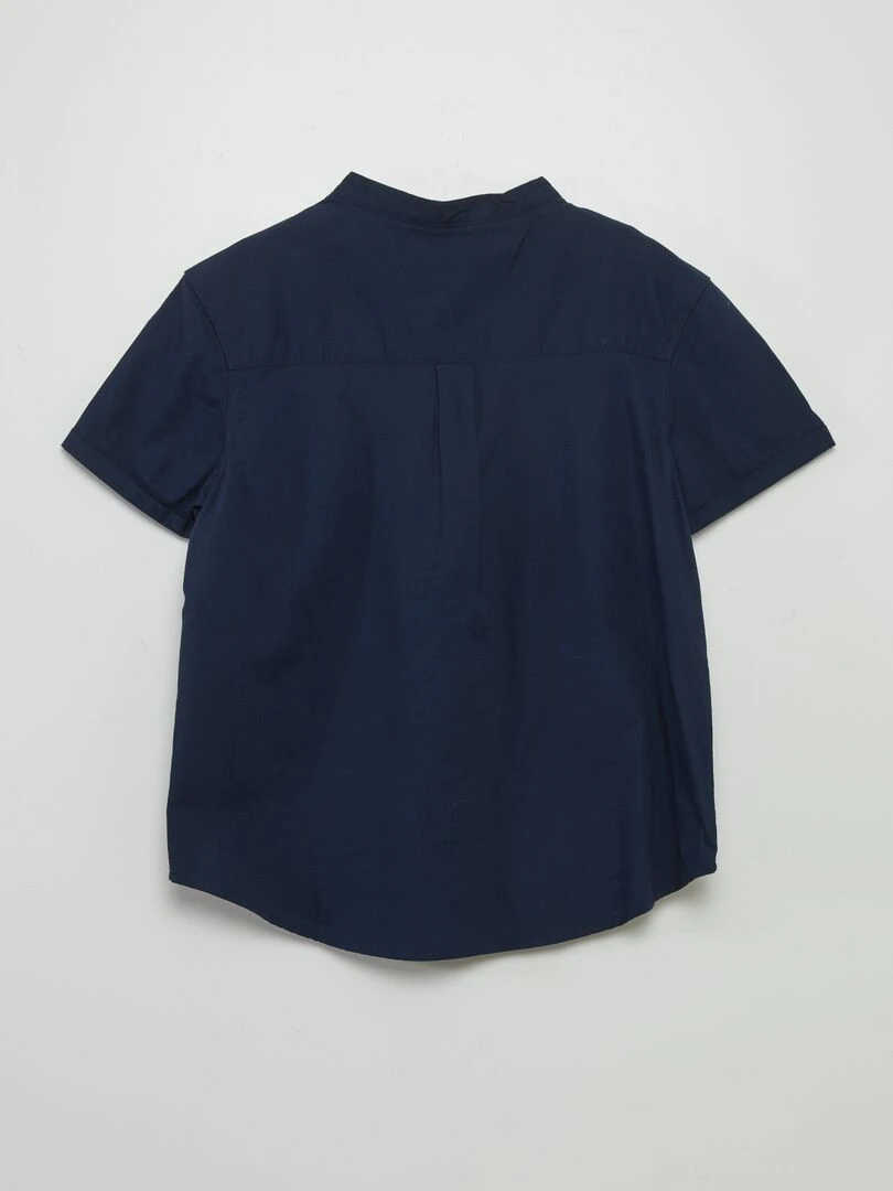 Chemise à col mao   bleu marine