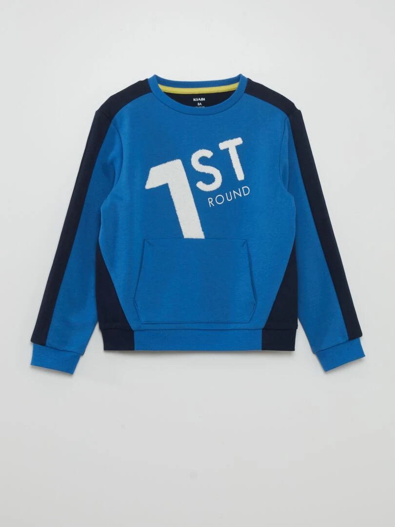 Sweat bicolor à poche kangourou Bleu