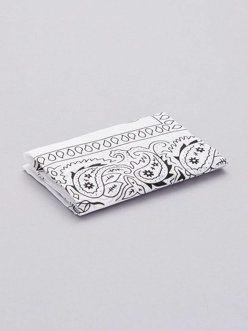 Bandana en coton imprimé   blanc