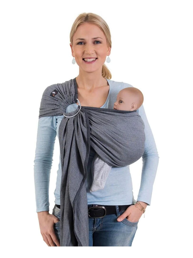 Hoppediz Écharpe de portage Ring Sling Gris Gris clair
