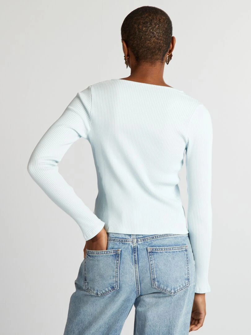 Gilet en jersey côtelé   Bleu