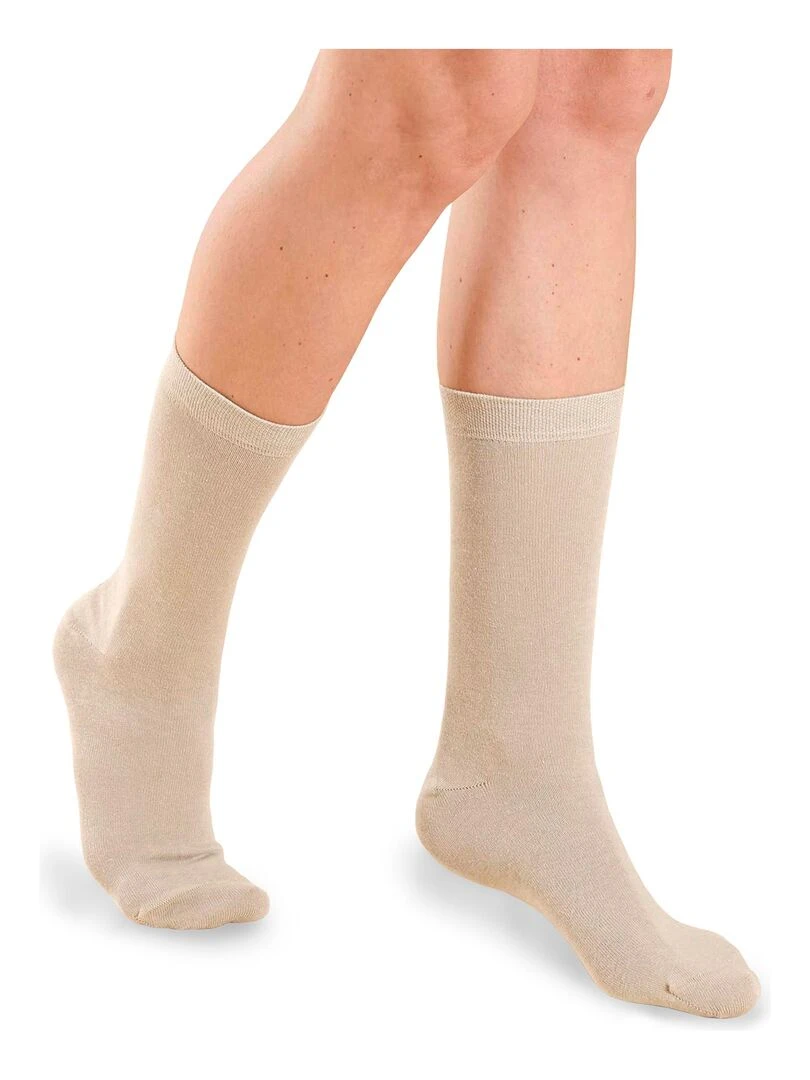 Lot de 3 paires de chaussettes en coton biologique majoritaire Damart Beige