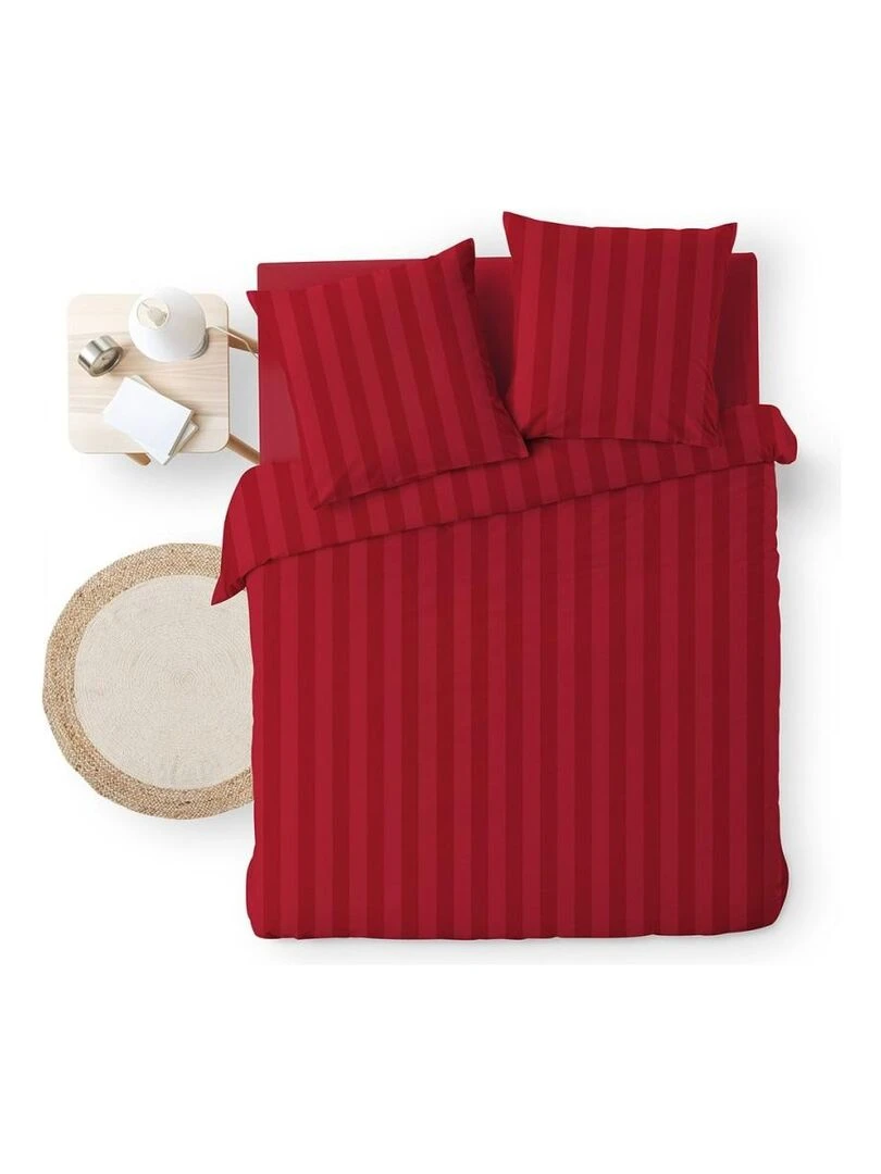 Housse de couette 240x220 + 2 taies Cléo rouge uni microfibre   Rouge