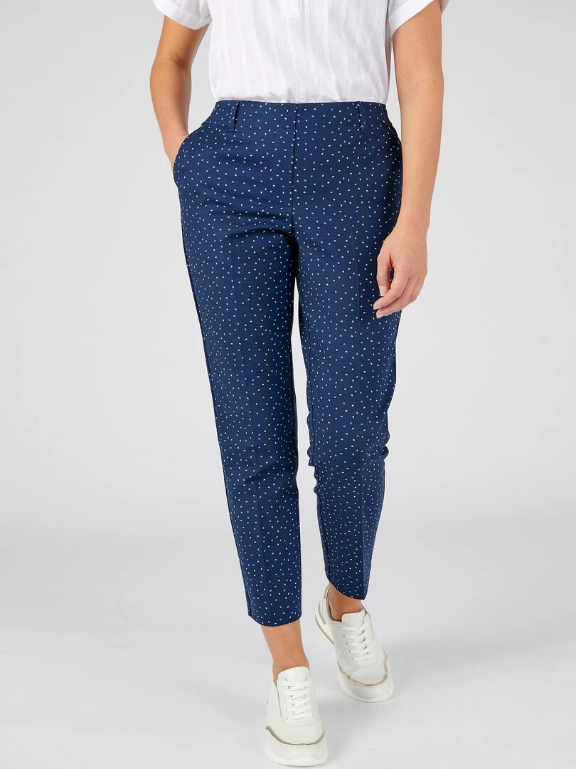 Pantalon 7/8ème satin de coton Damart Bleu