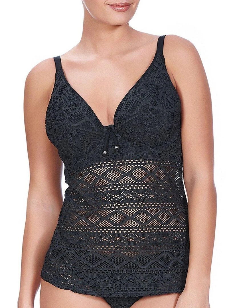 Haut de maillot tankini maille crochet à armatures Sundance Noir