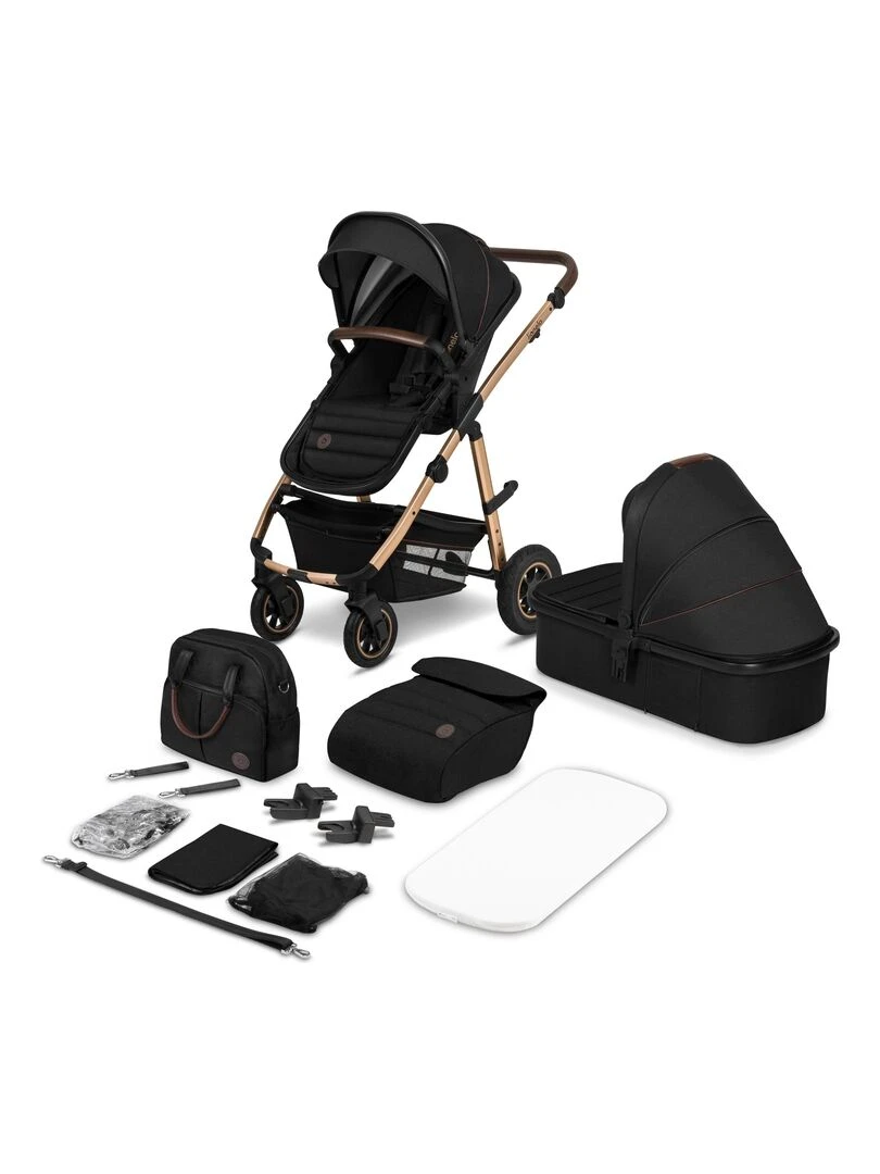 LIONELO Amber 2 en 1   Poussette Duo   Jusqu'à 22Kg   Noir   Noir