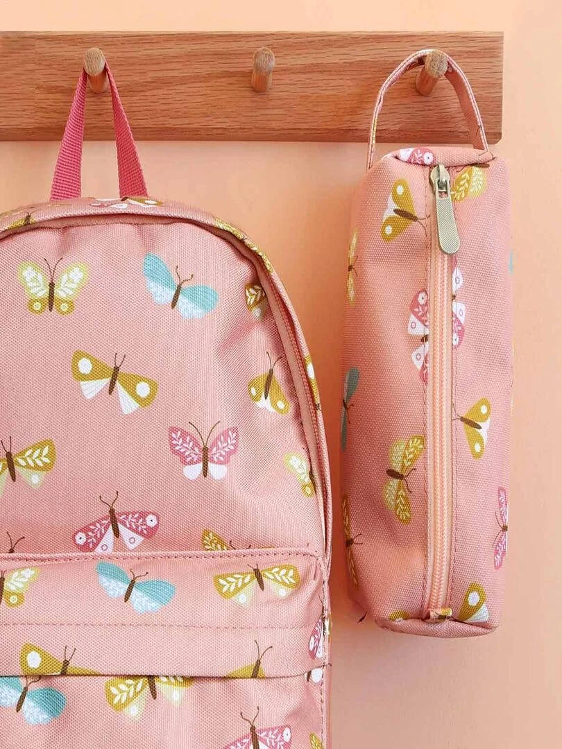 Trousse scolaire Papillons   Rose