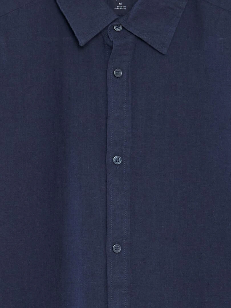 Chemise à manches courtes avec lin   Noir
