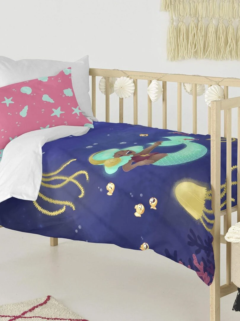 Parure housse de couette 2 pièces Happy mermaid "Happyfriday" Blanc