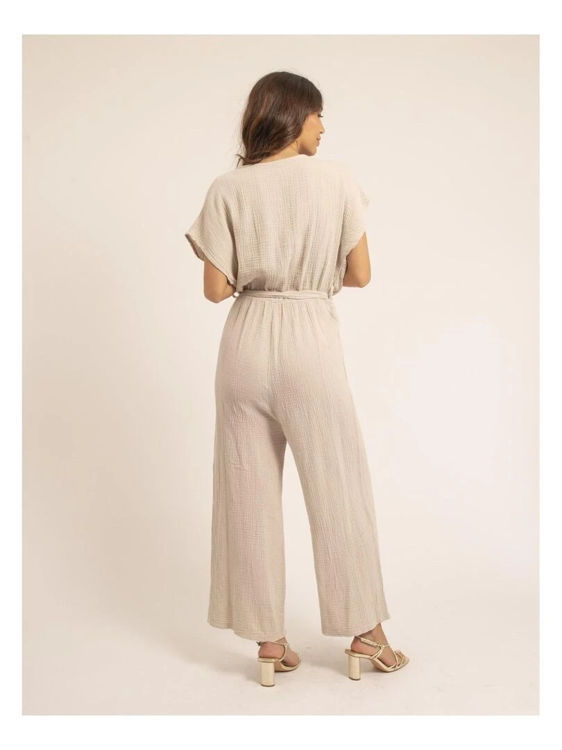 Combi pantalon gaze de coton EROLIE Beige