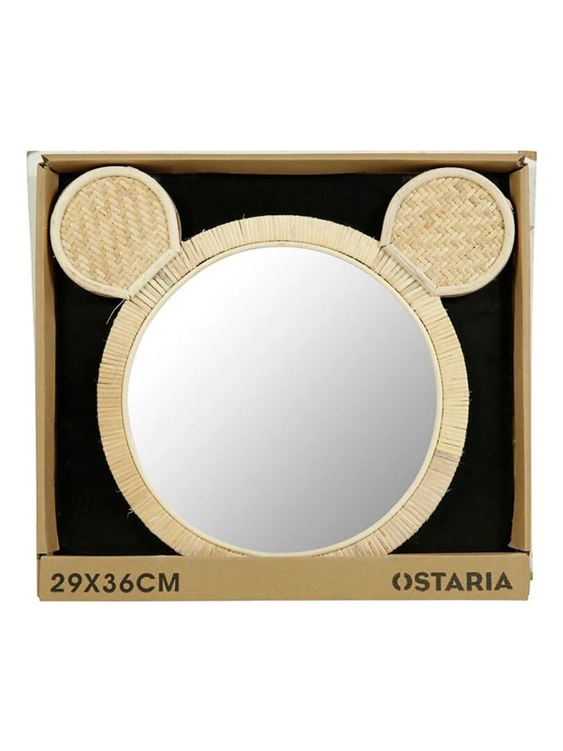 Miroir rotin souris   Beige