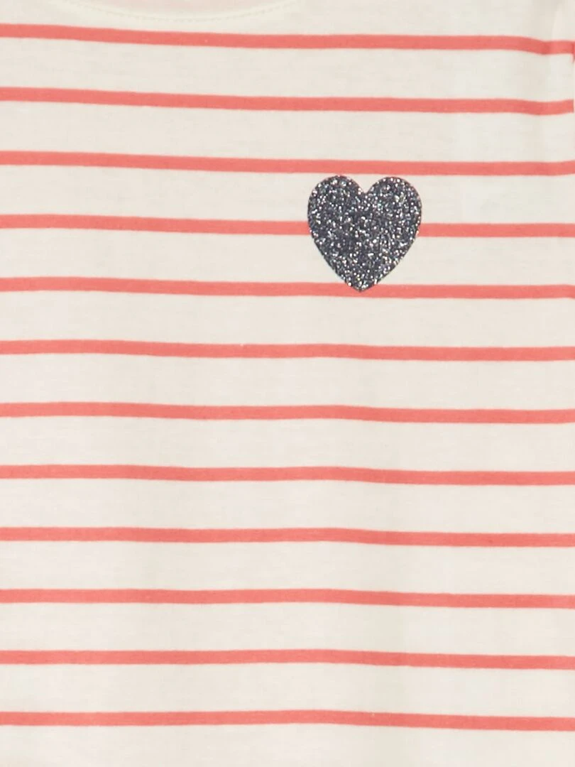 T shirt à 'rayures' Rose/blanc