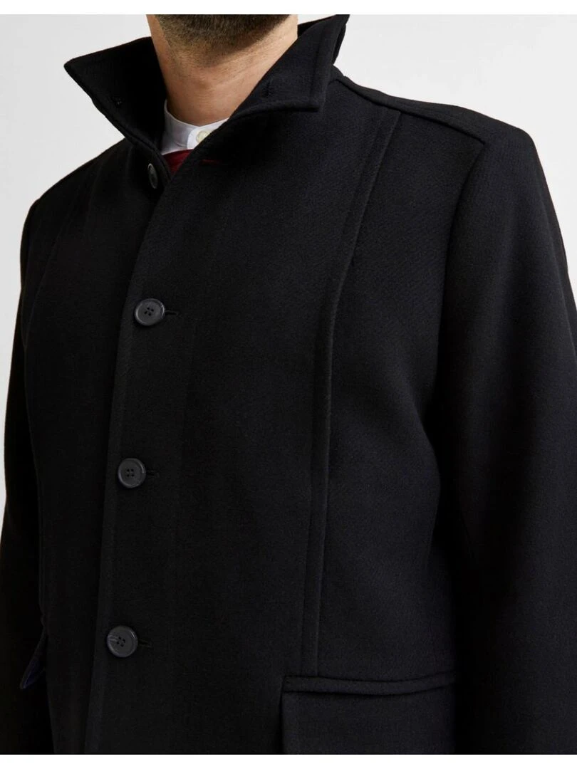 Manteau en laine boutonné Selected   Noir Noir