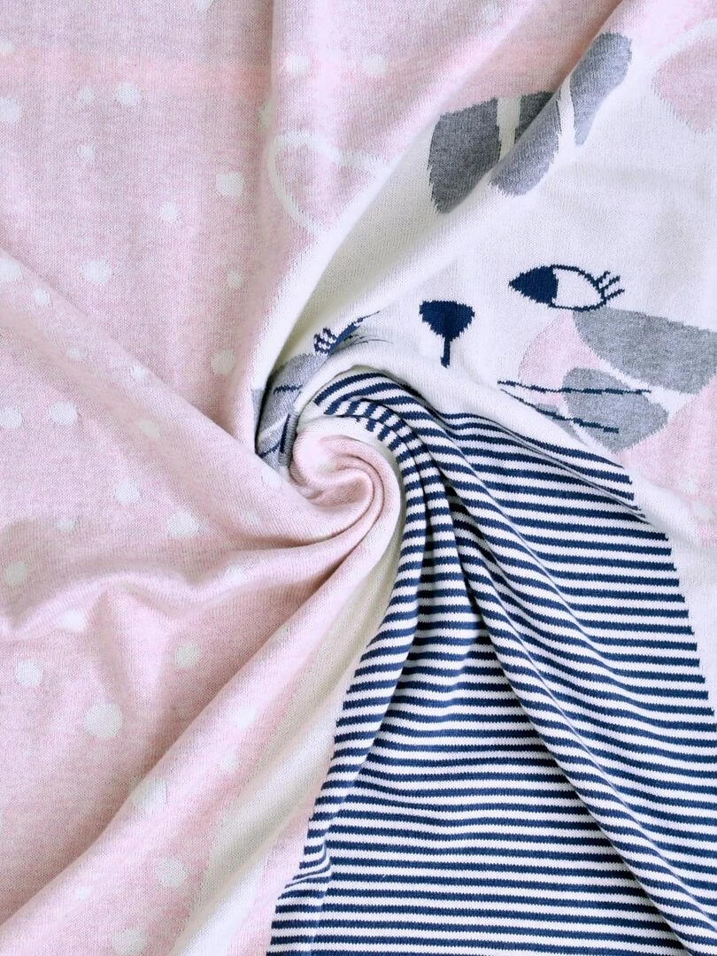 Couverture plaid enfant Chaton Rose