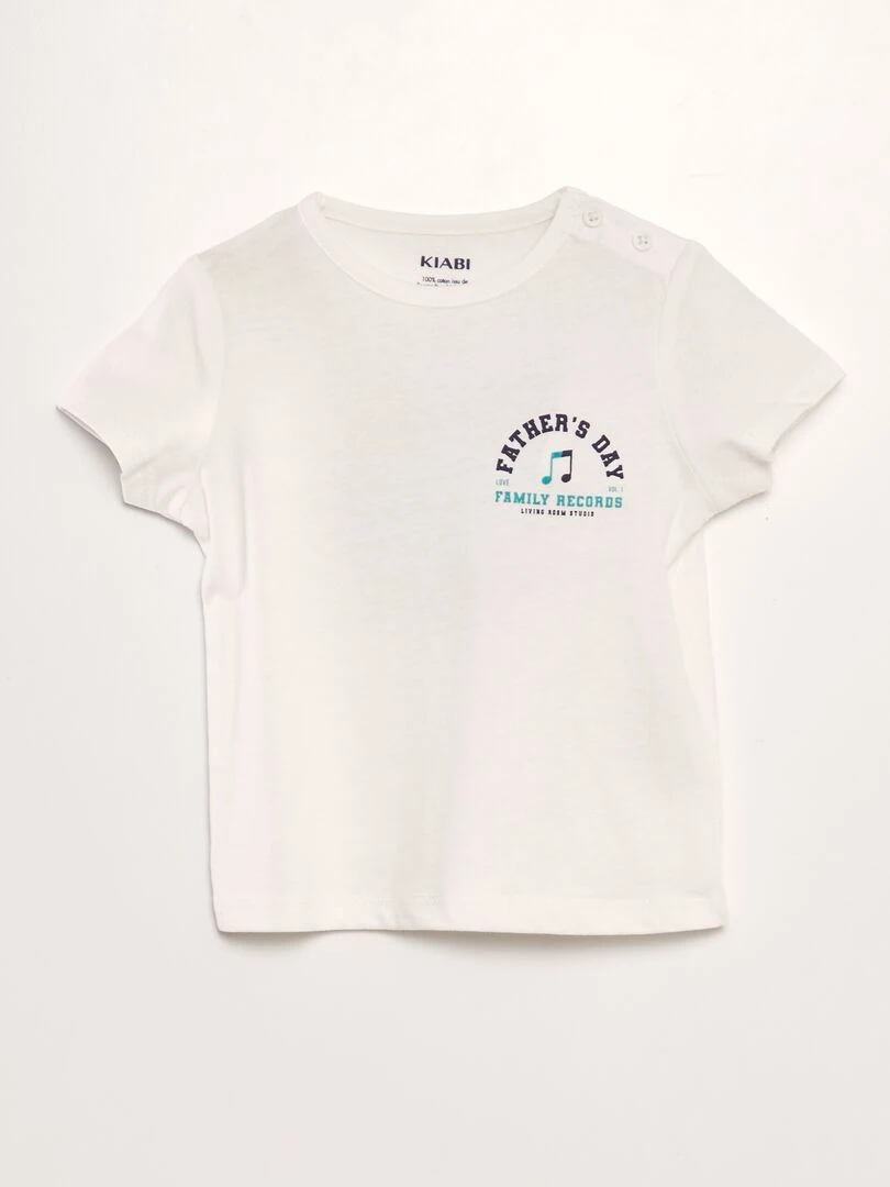 T shirt en coton à message Blanc