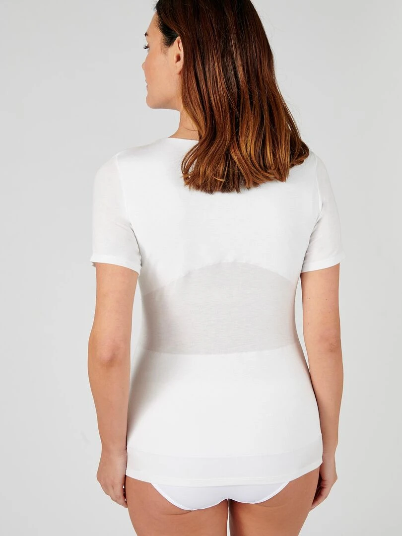 T shirt manches courtes dentelle  effet relaxant Thermolactyl   Damart   Blanc