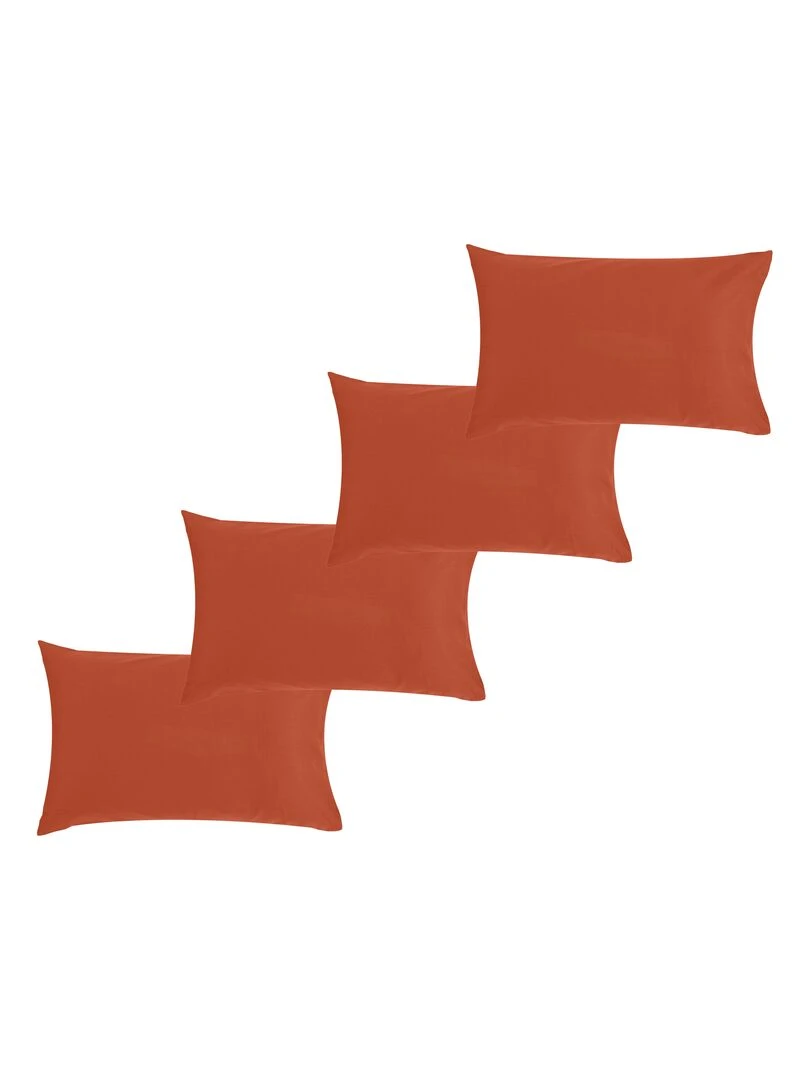 Lot x4 Taies d'oreiller 40x60 cm 100% coton Bio 'Ptit Basile' Rouge brique