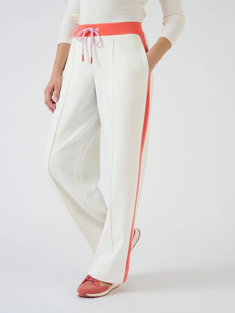 Pantalon large sport chic   Happy D. by Damart   Blanc Orange