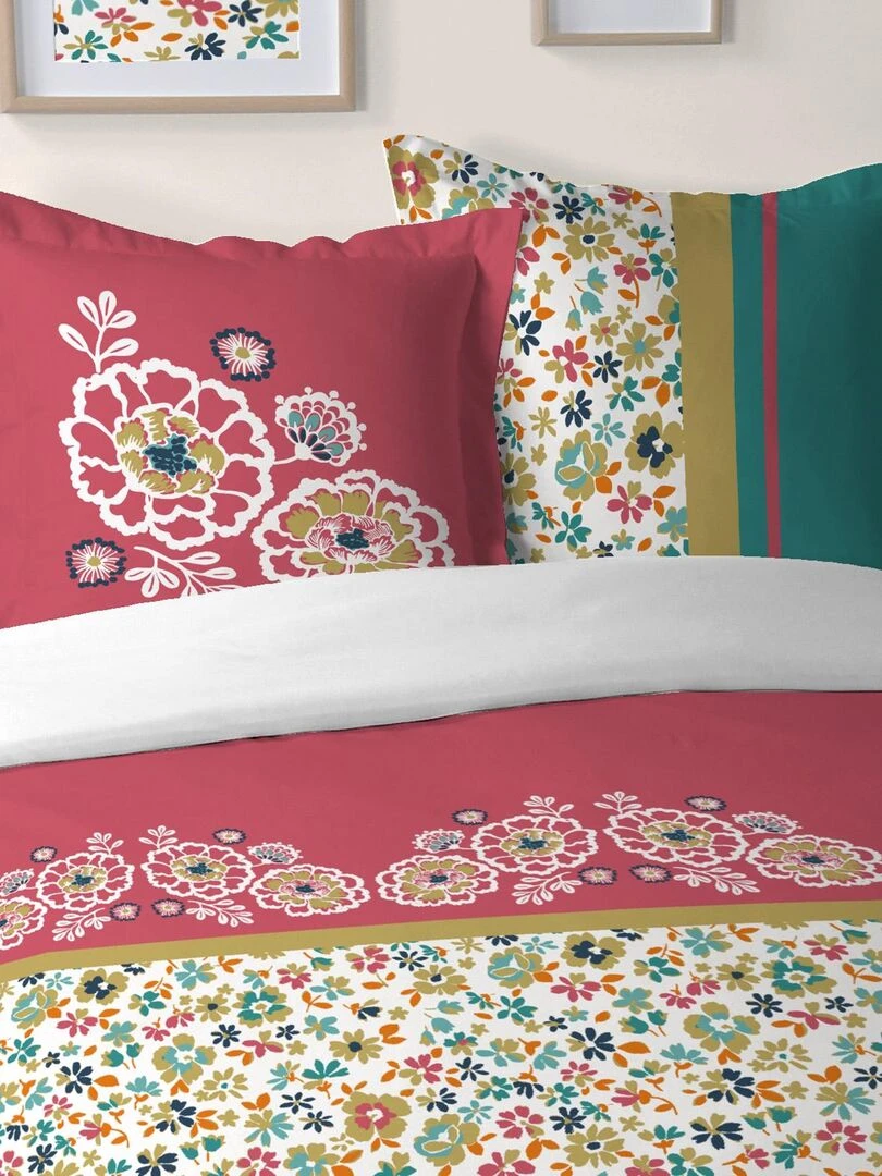 Parure de couette esprit folk Rose