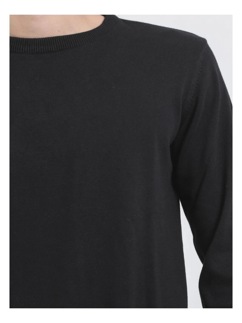 Pull col rond pur coton LADARKO   Noir