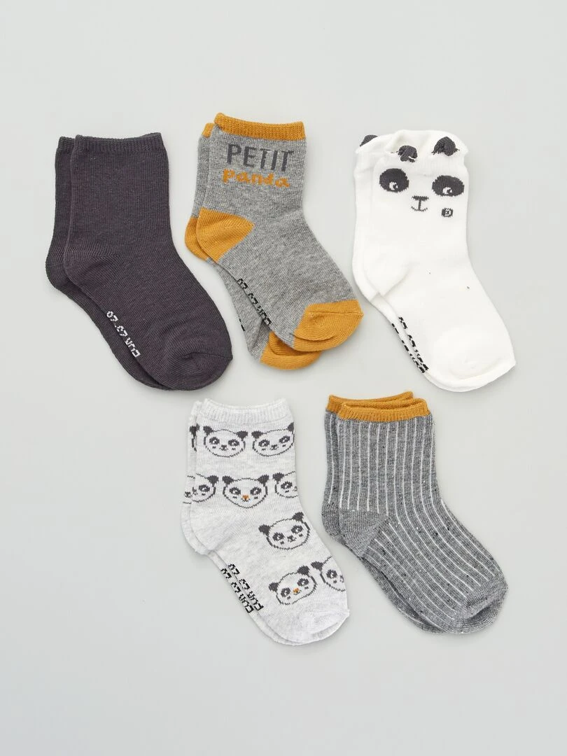 Chaussettes fantaisie Lot de 5 gris