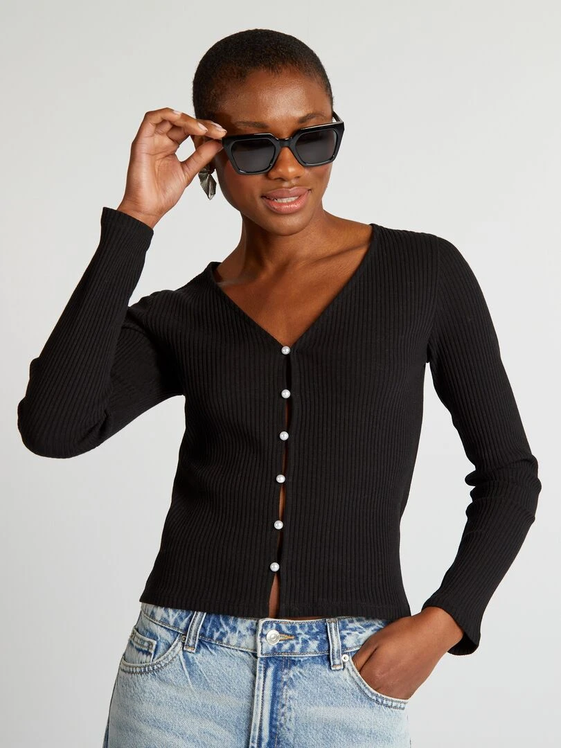 Gilet en jersey côtelé noir