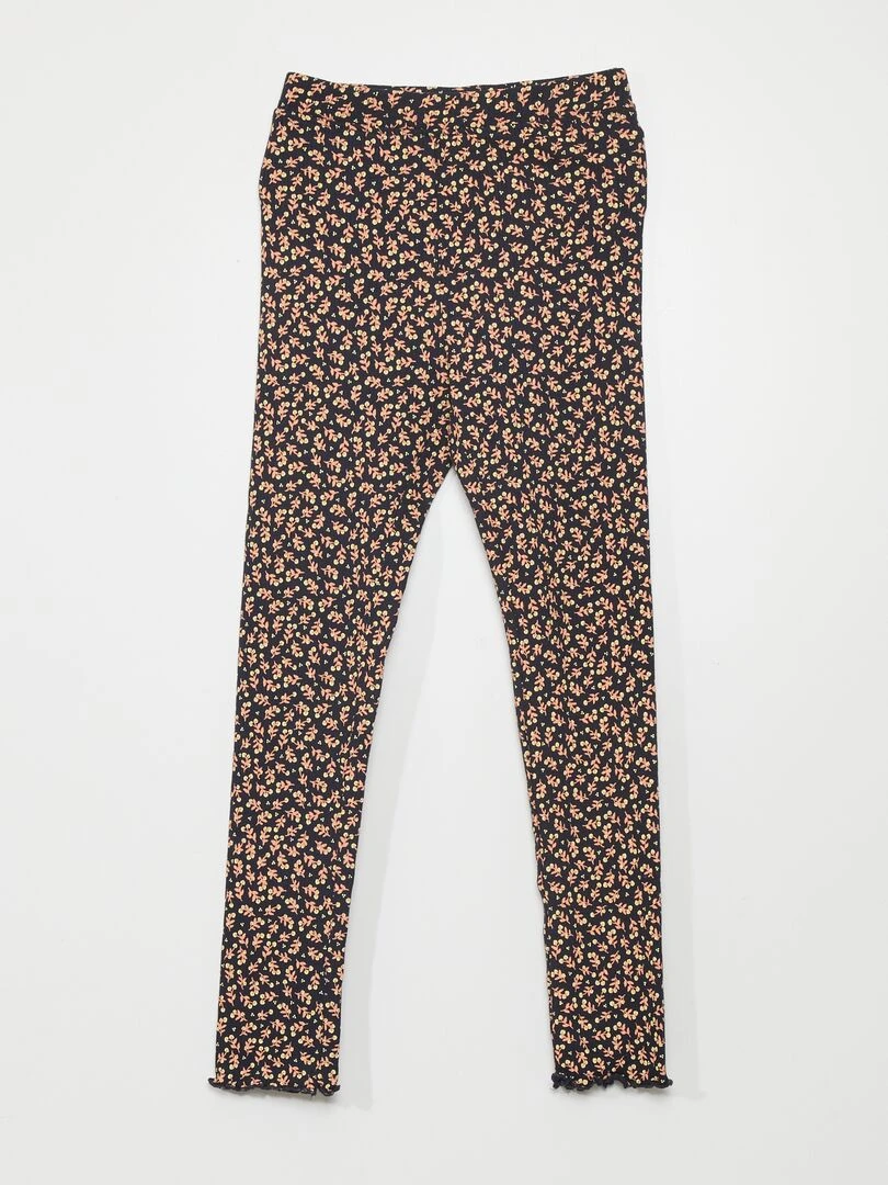 Lot de 2 leggings côtelés   Beige/fleuri
