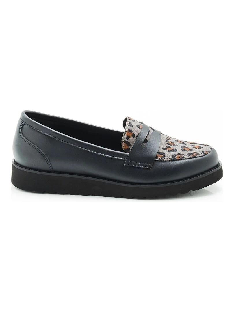 Mocassins imprimé léopard Thermolactyl Damart Noir