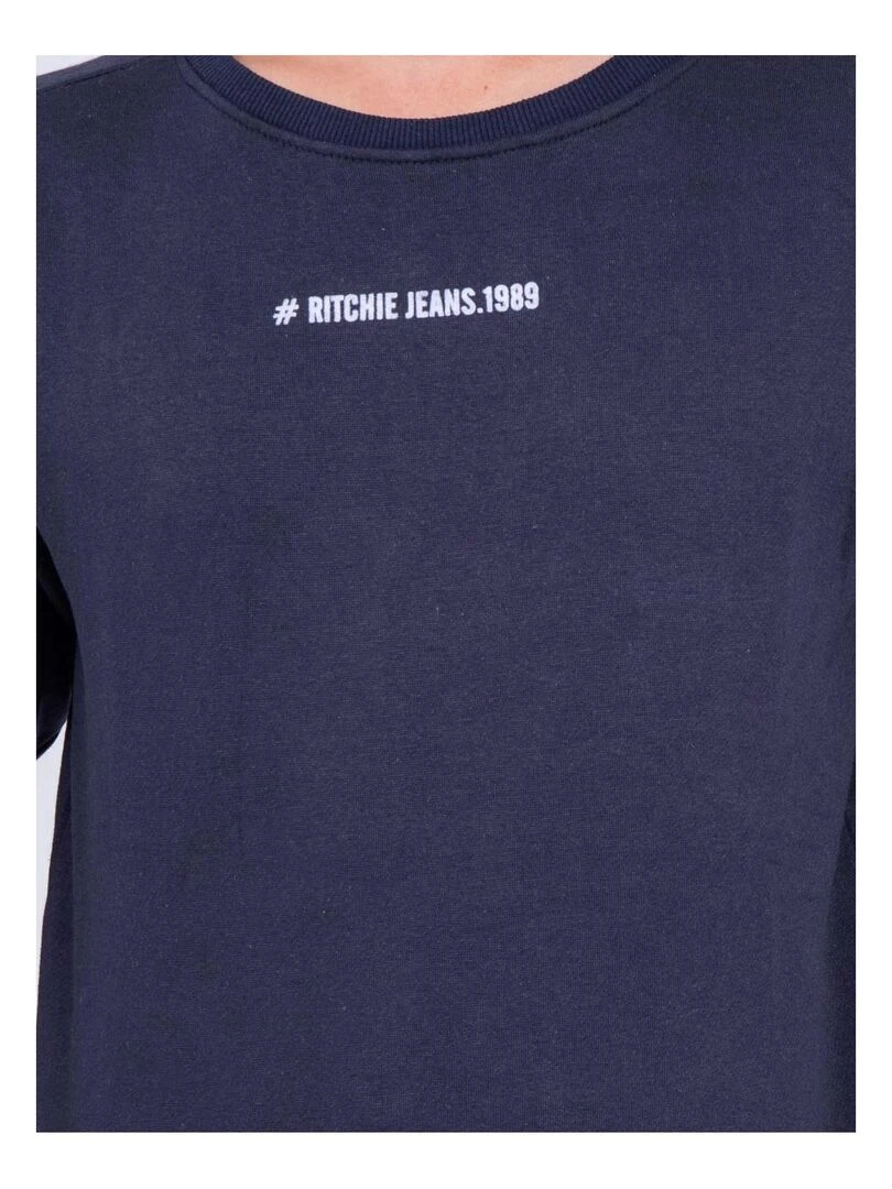 Sweat col rond WETTO   Bleu marine