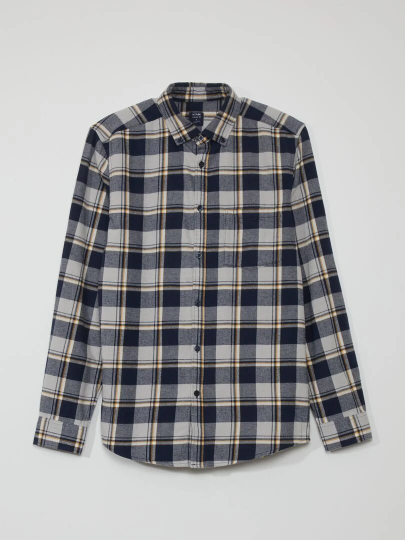 Chemise en flanelle à carreaux Bleu/jaune