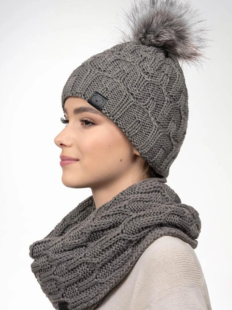 Ensemble Snood Bonnet Maribel Made in UE Gris