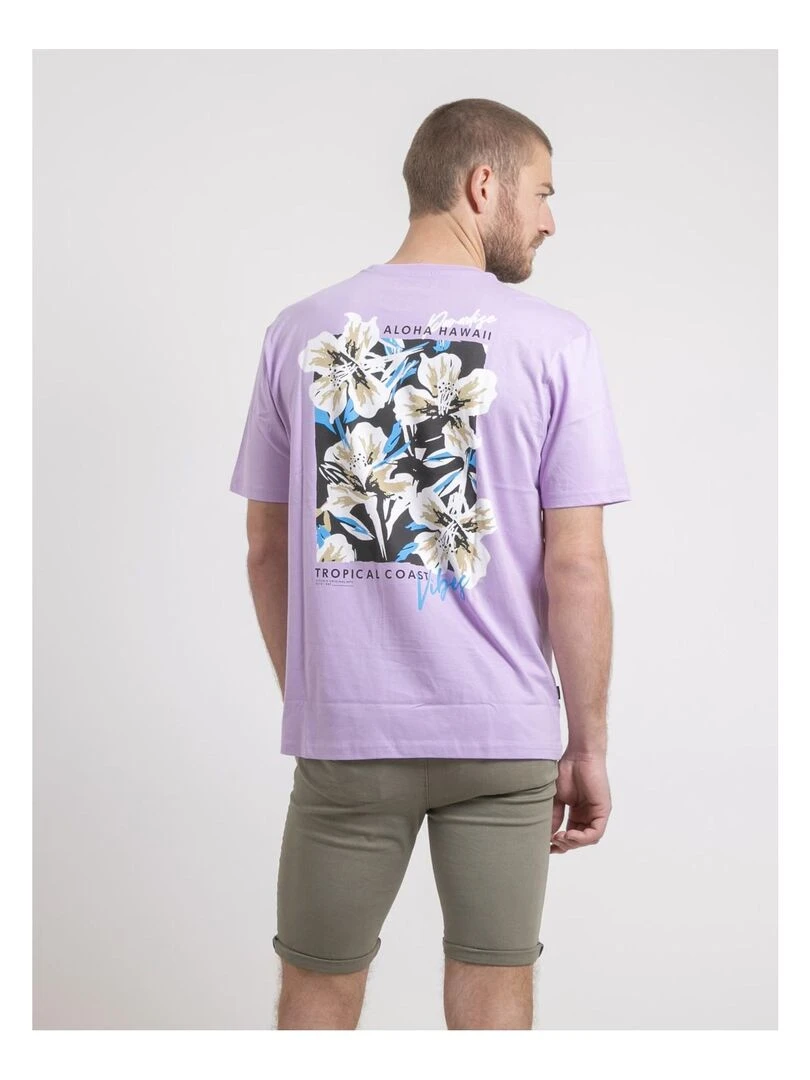 T shirt col rond oversize pur coton NOFENIX Violet