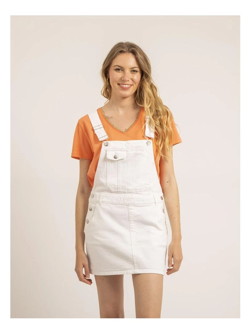 Salopette jupe en denim XYNA Blanc
