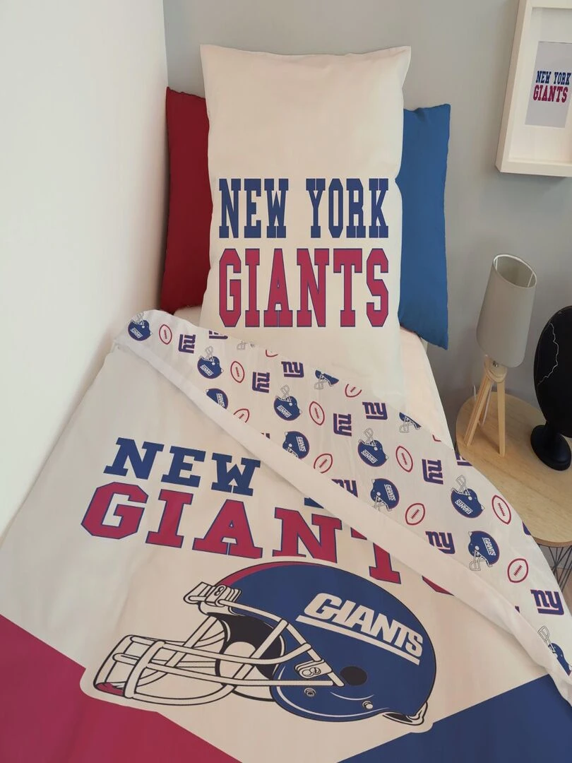 Housse de couette NFL New York Giants 140x200 cm et taie d'oreiller   100% Coton   Beige