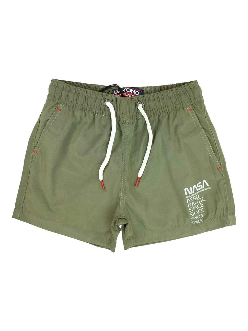 Nasa Short De Bain garçon imprimé logo Kaki