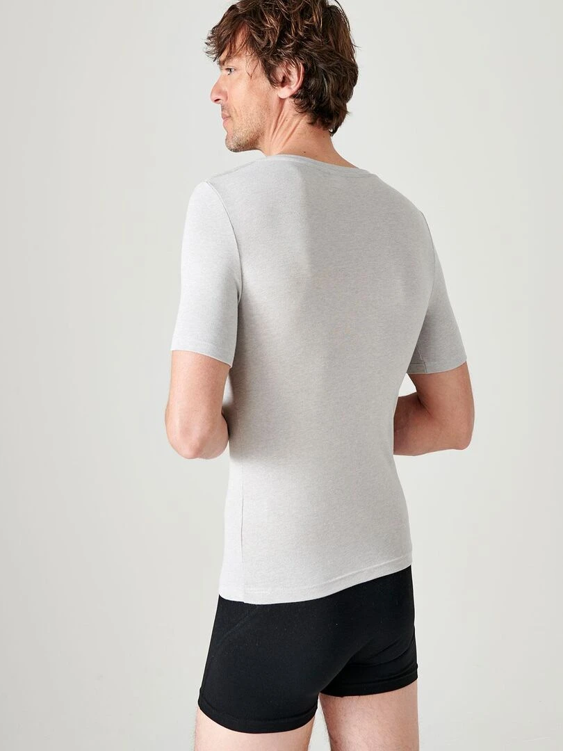 T shirt manches courtes col V Thermolactyl Sensitive   Damart   Gris chiné