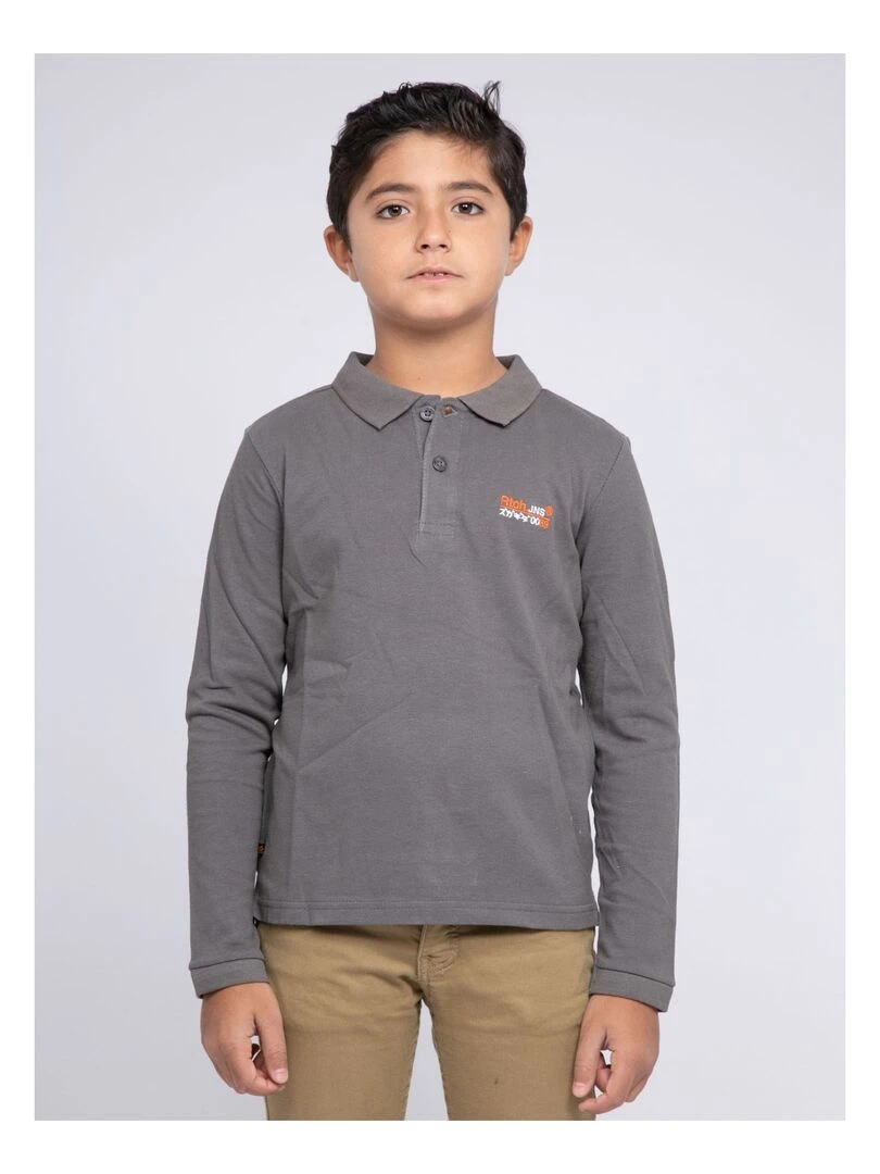 Polo manches longues pur coton PODRICK J Gris