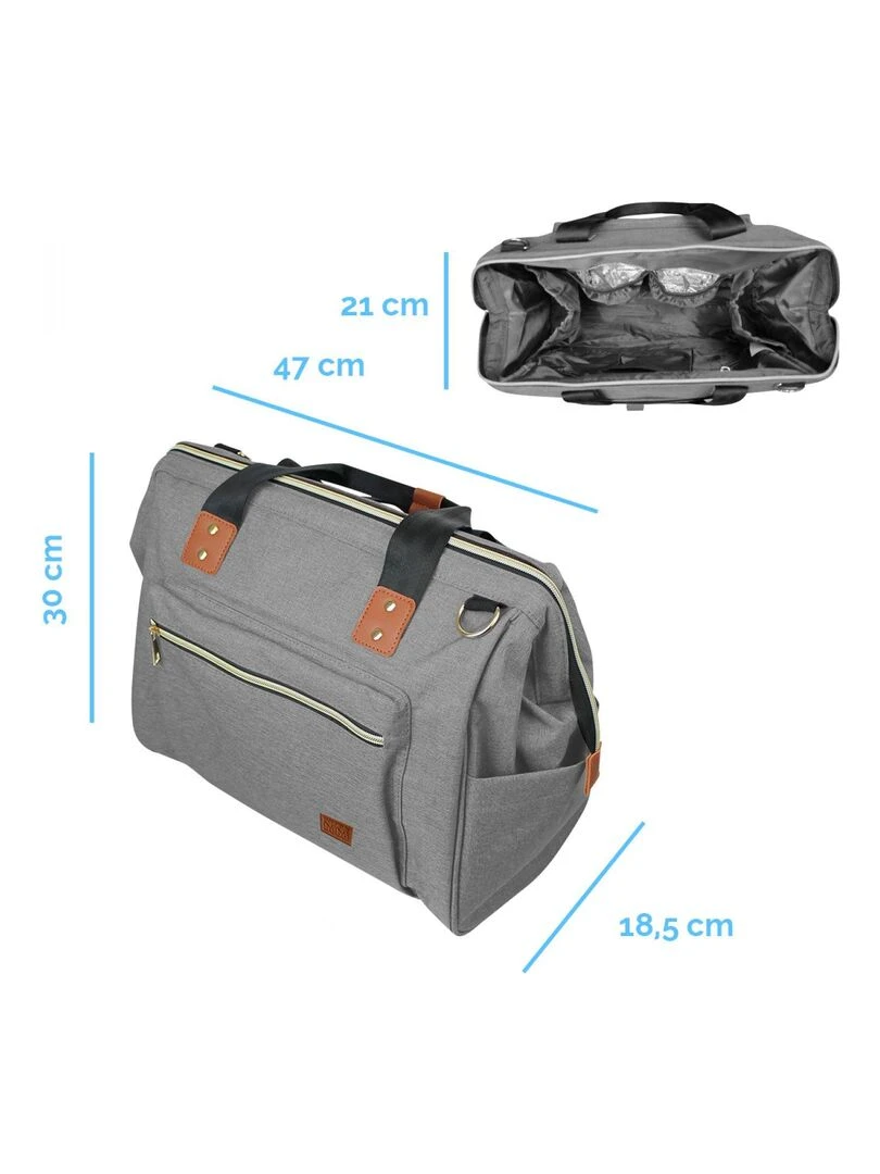 Lot de 5 sacs à langer multifonction pour bébé 12 poches avec trousse isotherme Monsieur Bébé Gris clair