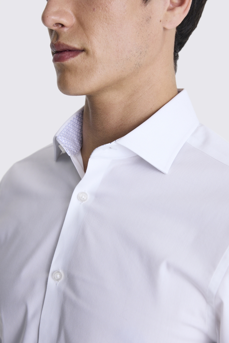 Slim Fit White Stretch Contrast Shirt Buy Online at Moss