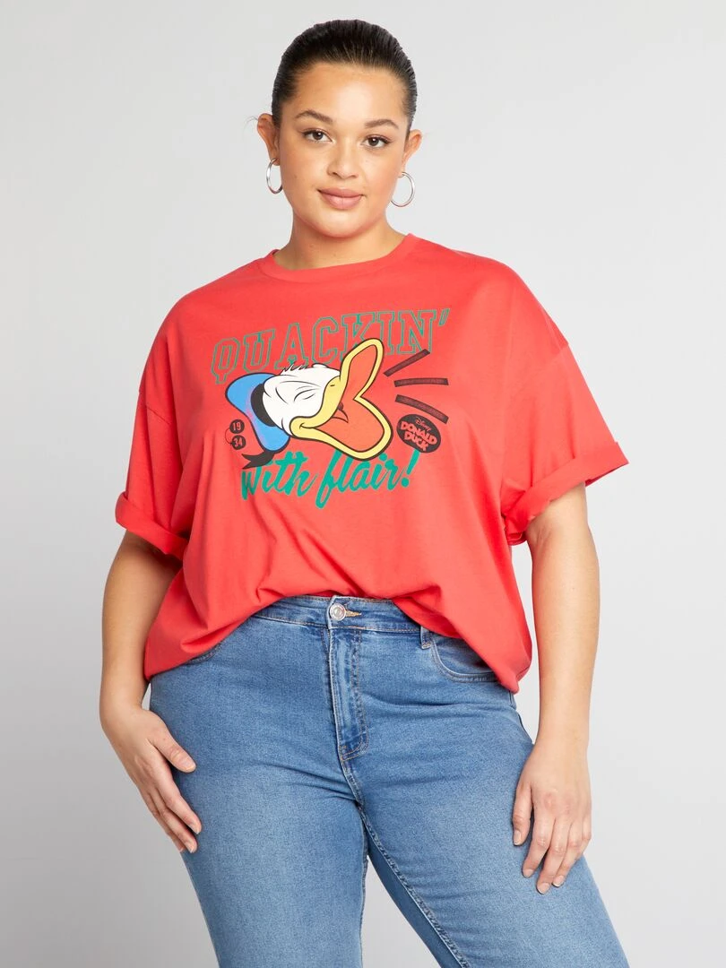 Tee shirt court imprimé 'Donald' Rouge