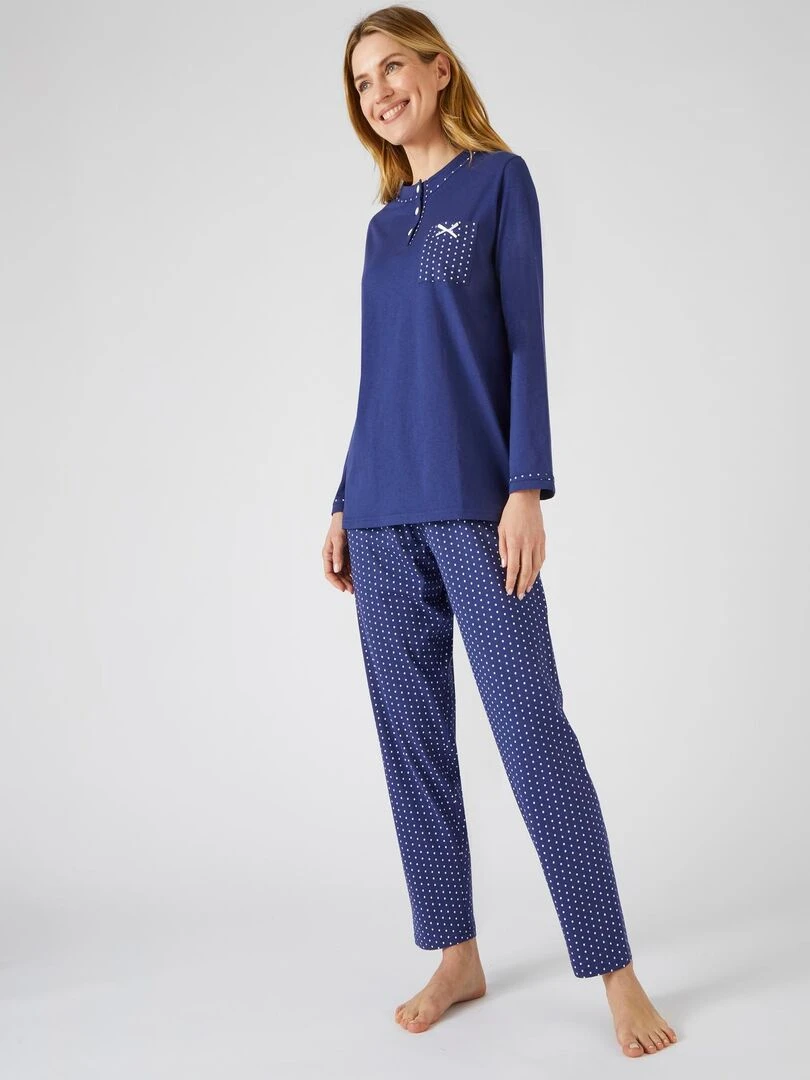 Pyjama maille jersey coton peigné Damart Bleu nuit