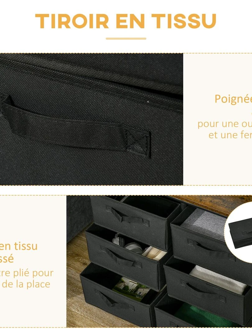 Penderie portant à vêtements style industriel 6 tiroirs   Marron