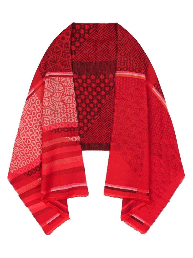 Châle Merinos Patio Fabriqué en France Rouge