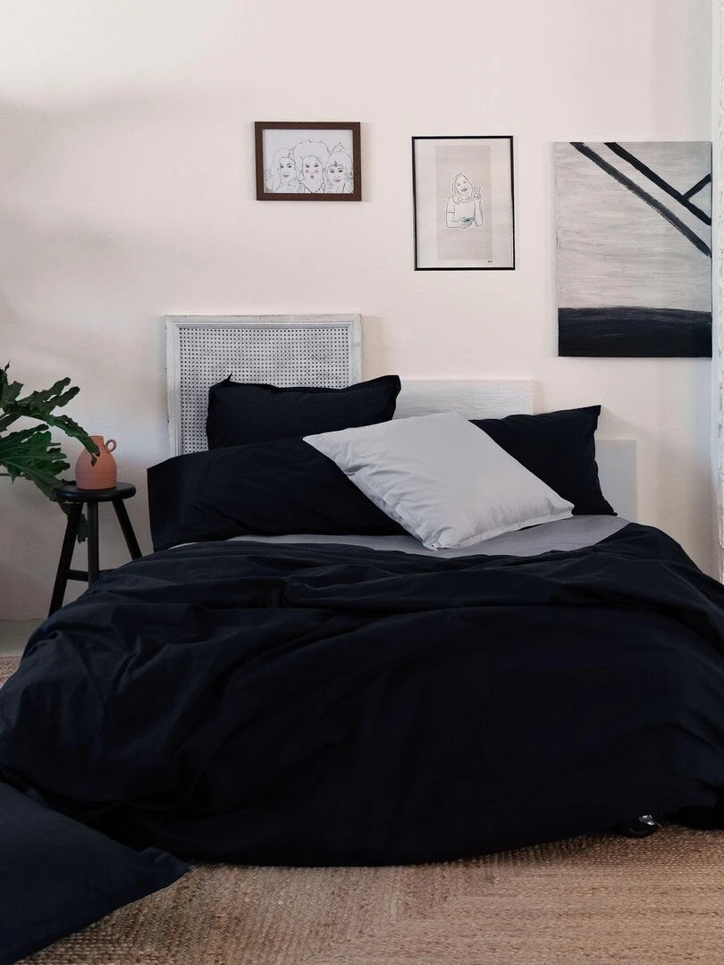 Housse de couette Basic "Happyfriday" Noir