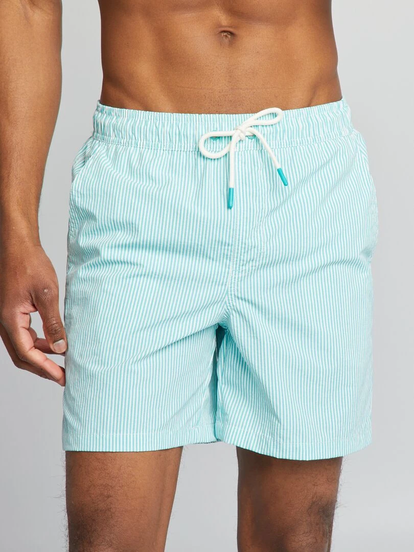 Short de bain rayé Vert clair