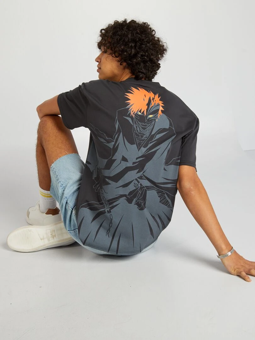 T shirt large 'Bleach' à col rond Gris